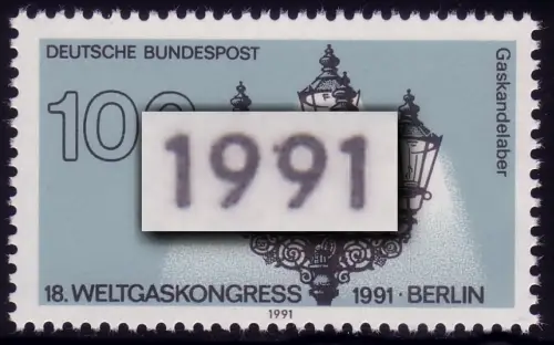 1538 Weltgaskongress 100 Pf, PLF: Strich an der 9, **