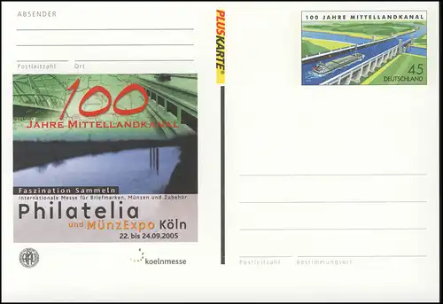 PSo 90 PHILATELIA Köln und Mittellandkanal 2005, ** wie verausgabt