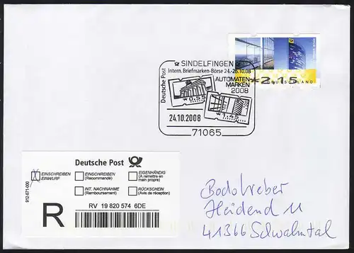 7 Bonn R-FDC Sindelfingen 2,15 Euro avec décalage d'impression