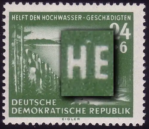 431II Hochwassergeschädigte, weißer Fleck über HE von HELFT, **