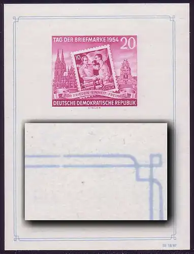 Bl.10II Ausstellung 1954 mit PLF II - Bruch beider Rahmenlinien, postfrisch **