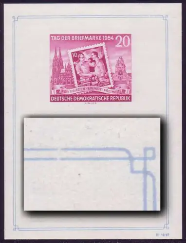 Bl.10II Ausstellung 1954 mit PLF II - Bruch beider Rahmenlinien, postfrisch **