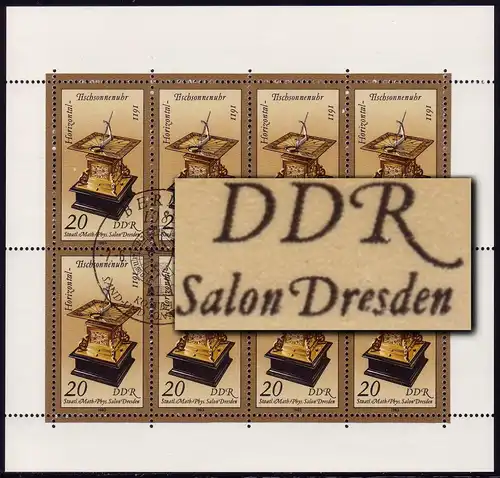 2798I Uhren-Kleinbogen, PLF I e verstümmelt in Dresden, Feld 7, ESSt Berlin