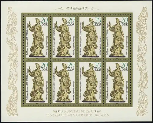 2906 Kunstwerke-Kleinbogen Grünes Gewölbe 1984, Offesetdruck, ** postfrisch