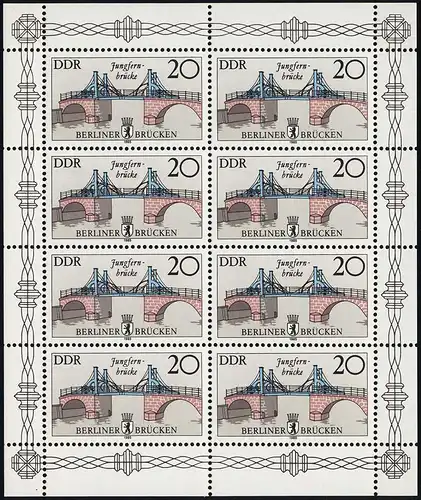 2973 Brücken-Kleinbogen Jungfernbrücke 1985, Offsetdruck, ** postfrisch