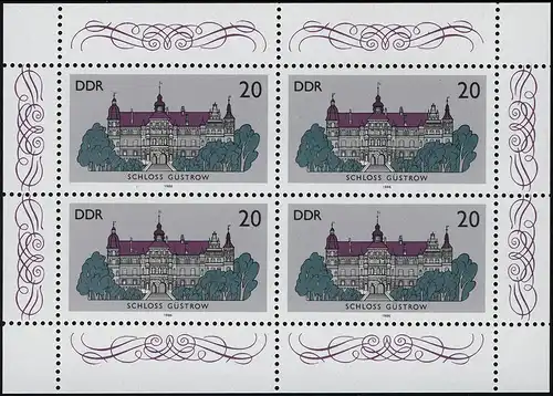 3033 Château-petit arc Güstrow 4x 20 Pf 1986, ** post-fraîchissement