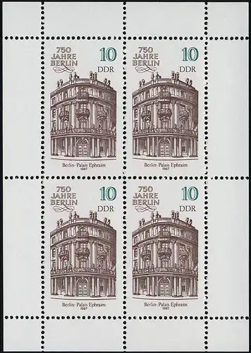 3075 Palais Ephraim Kleinbogen Berlin 4x 10 Pf 1987, ** postfrisch