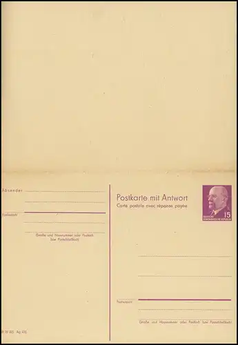 P 78 Walter Ulbricht 15/15 Pf 1966, code postal, frais de port **