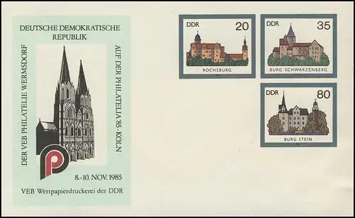 U 2 Burgen der DDR 1985, Zudruck Philatelia Köln, postfrisch