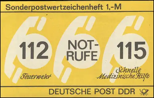 SMHD 26 Notrufe 1987 mit DDF auf 1.DS spitzer Fuß des R von RUFE **