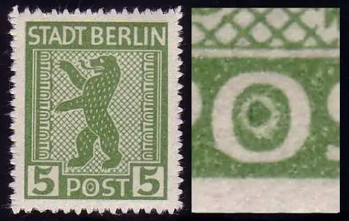 1 AA, mit PLF: Fleck im O von POST, Feld 49, postfrisch **