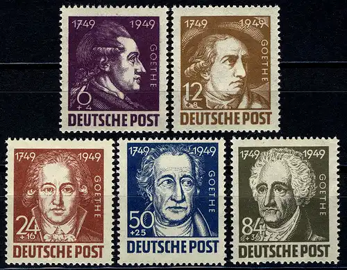 234-238 Goethe 1949, kompletter Satz ** postfrisch / MNH