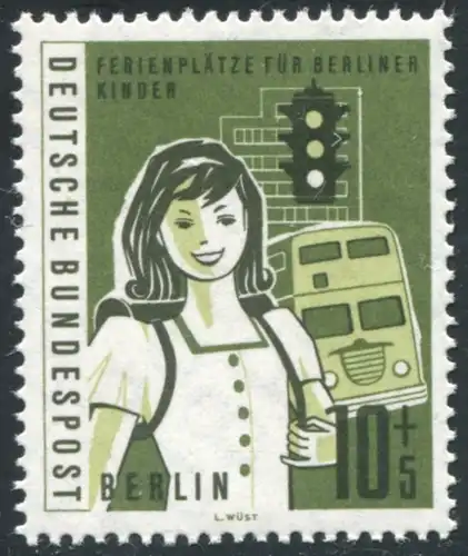 194 Kinder 10 Pf mit PLF Kerbe oben im T von BUNDESPOST, Feld 22, **