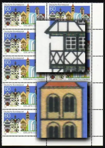 1271II+III Bad Hersfeld, Eckrand-10er-Block mit PLF II + III, postfrisch **