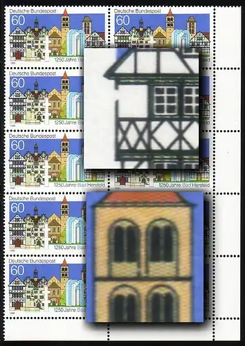 1271II+III Bad Hersfeld, bloc Eckrand 10er avec PLF II + III, frais de port **