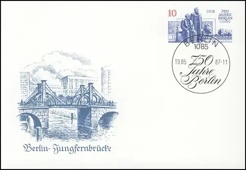 P 96 Marx-Engels-Forum 1987 10 Pf, ESSt 750 ans Berlin 19.05.1987