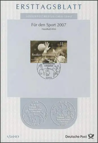 Ersttagsblätter ETB Bund Jahrgang 2007 Nr. 1 - 41 komplett
