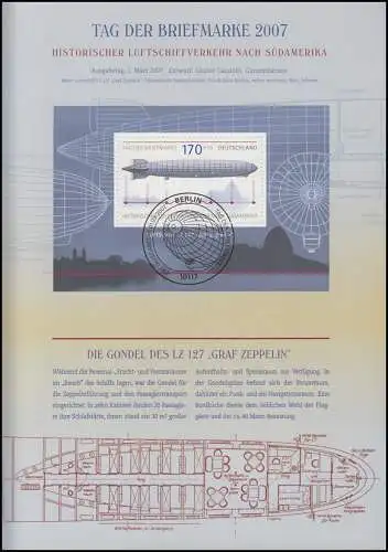 Block 69 Tag der Briefmarke Zeppelin 2007 - EB 2/2007