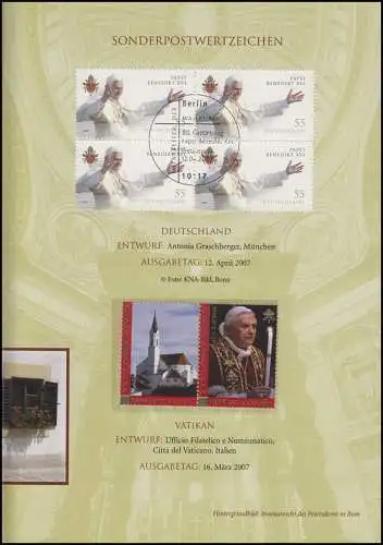 2599 Papst Benedikt XVI. - Erinnerungsblatt EB 3/2007