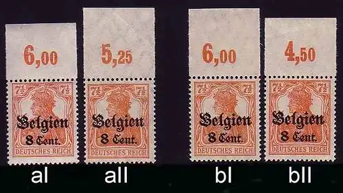 Belgique 13 types de kits aI/aII/bI /bII Oberrand **