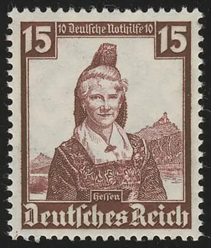 594 Nothilfe Volkstrachten Hessen 15 Pf, postfrisch **