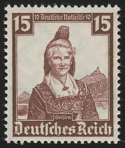594 Nothilfe Volkstrachten Hessen 15 Pf, postfrisch **