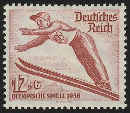 601X Olympische Winterspiele 12+6 Pf Skispringen, postfrisch **