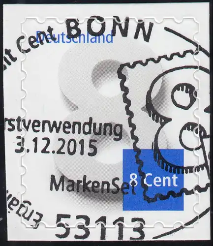 3196 Ergänzungswert 8 Cent, selbstklebend aus Folienblatt 51, EV-O Bonn