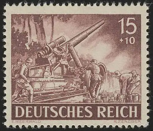 837x Jour de la Wehrmacht / Jour des Héros Artillerie 15 Pf **