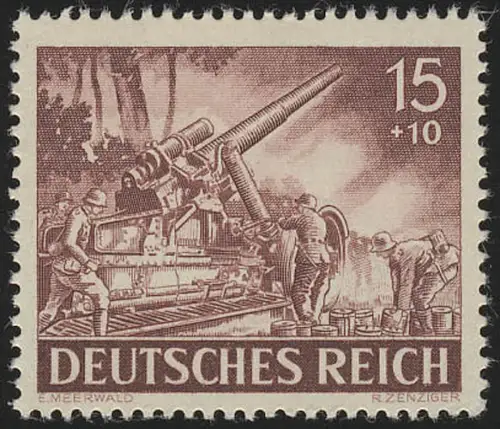 837x Jour de la Wehrmacht / Jour des Héros Artillerie 15 Pf **