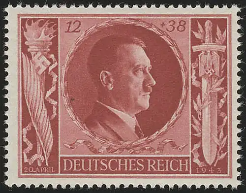 847 Hitlers Geburtstag 1943 12+38 Pf **