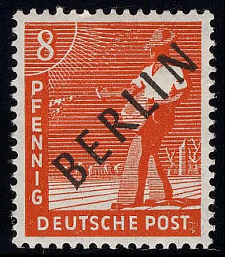 3 Schwarzaufdruck 8 Pf, postfrisch ** geprüft