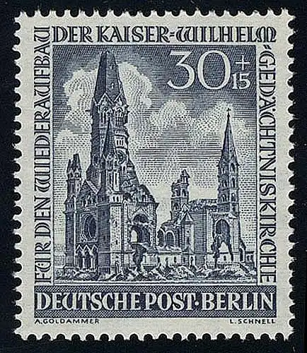 109 Eglise commémorative de l'empereur Wilhelm 30+15 Pf, **