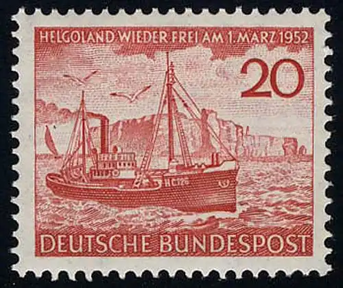 152 Helgoland à nouveau libre le 1er mars 1952, ** post-fraîchissement