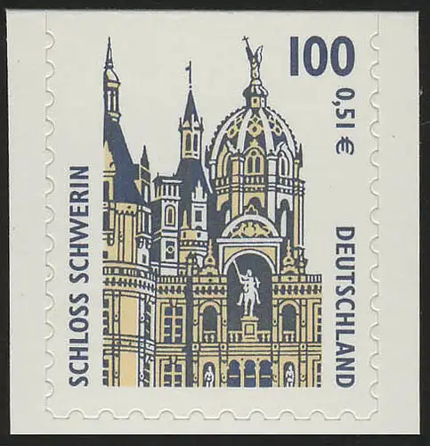 2188BC SWK 100 Pf/0,51 Euro ci-dessus coupé sk Château Schwerin, **