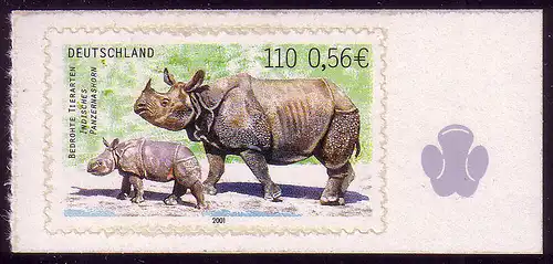 2205 Bedrohte Tierarten Nashorn selbstklebend **