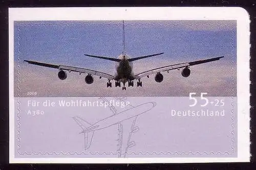 2676 Wofa Airbus A380 SELBSTKLEBEND aus MH 74, postfrisch **