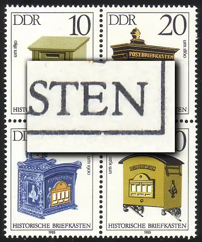 2924-2927 Briefkästen-Zusammendruck mit PLF 2927 Rahmenkerbe, Feld 34 **