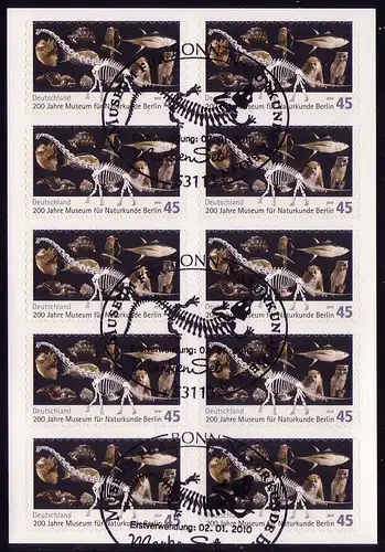 FB 5a Museum Berlin, feuille 10x2780, première utilisation du tampon Bonn