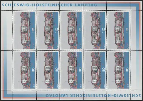 2198 Parlamente Schleswig-Holstein Kiel - 10er-Bogen ** postfrisch