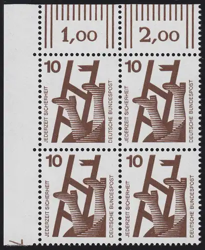 695 Unfallverhütung 10 Pf ** DZ 7, Feld 11, Eck-Vbl.