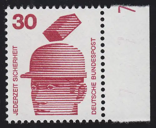 698 Unfallverhütung 30 Pf ** DZ 7, Einzelmarke