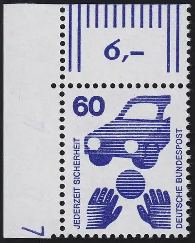 701 Prévention des accidents 60 Pf ** DZ 7 Zone 1 Coin en haut à gauche