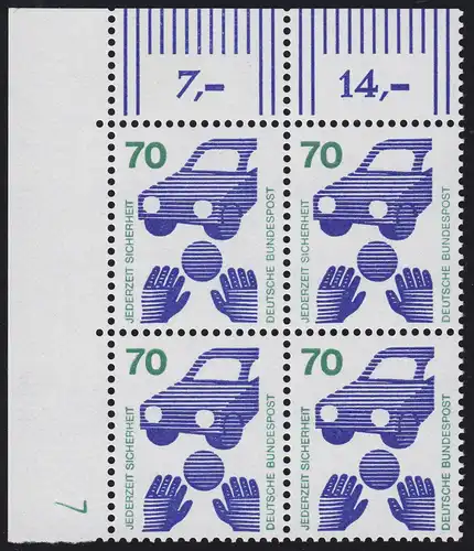 773 Prévention des accidents 70 Pf Ball ** DZ 7 vert champ 11, Eck-Vbl.