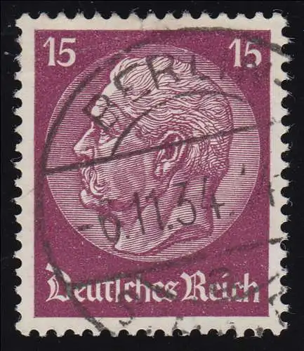 488 Hindenburg 15 Pf. WZ Waffeln, gestempelt O