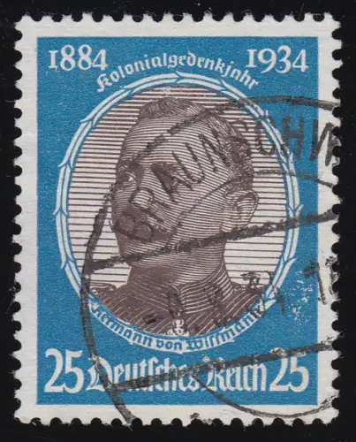 543y Kolonialforscher 25 Pf, gestempelt O