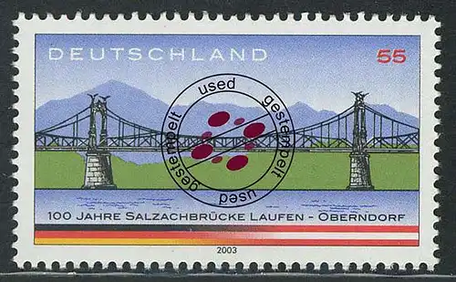 2345I Salzachbrücke mit Sicherheitsaufdruck VI (heller Rahmen) - gestempelt O