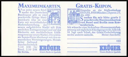 24c MH BuS 1982 - mit PLF IV, postfrisch **