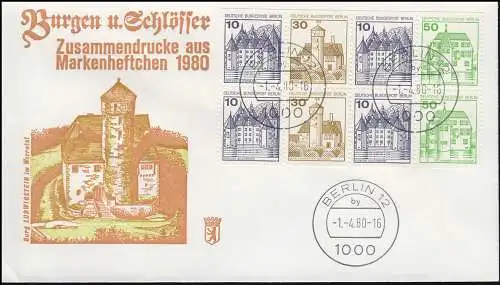 HBl. 19 aus MH 11 BuS 1980, alte Fluoreszenz - PLF Fahnenstange auf Schmuck-FDC