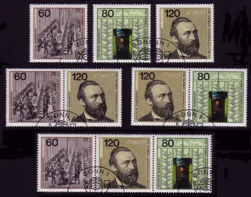 1215-1217 Bloc 19 Congrès mondial des postes, 3 ZD + 3 Ezm, set d'impression en circuit fermé ESSt Bonn